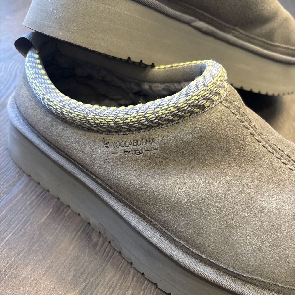 Koolaburra By Ugg Burree Gray Platform Suede Sherpa Lined Clog Slippers Size 10 - Picture 3 of 11